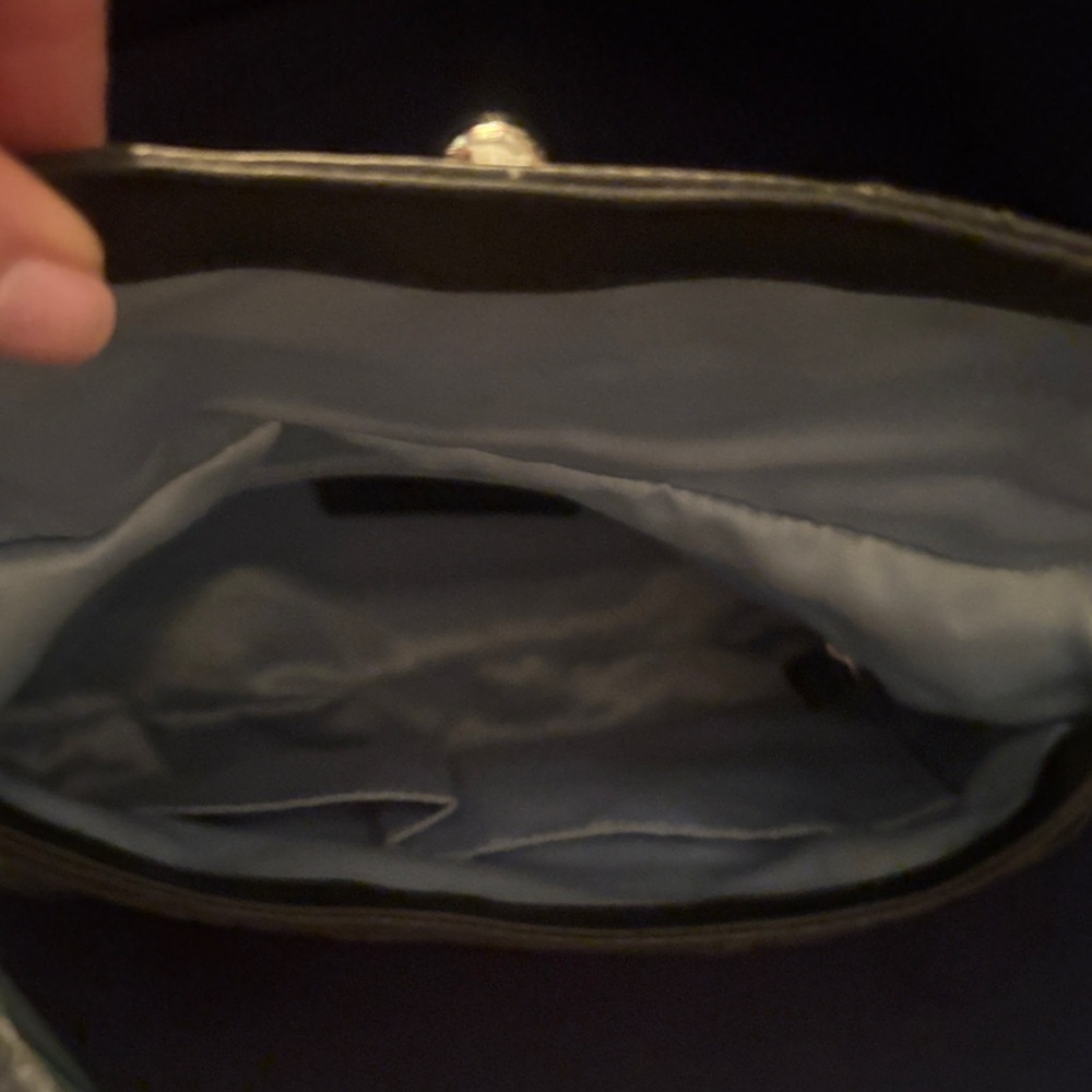 Coach Dark Leather Shoulder Bag with Silver Accent - Picture 4 of 5
